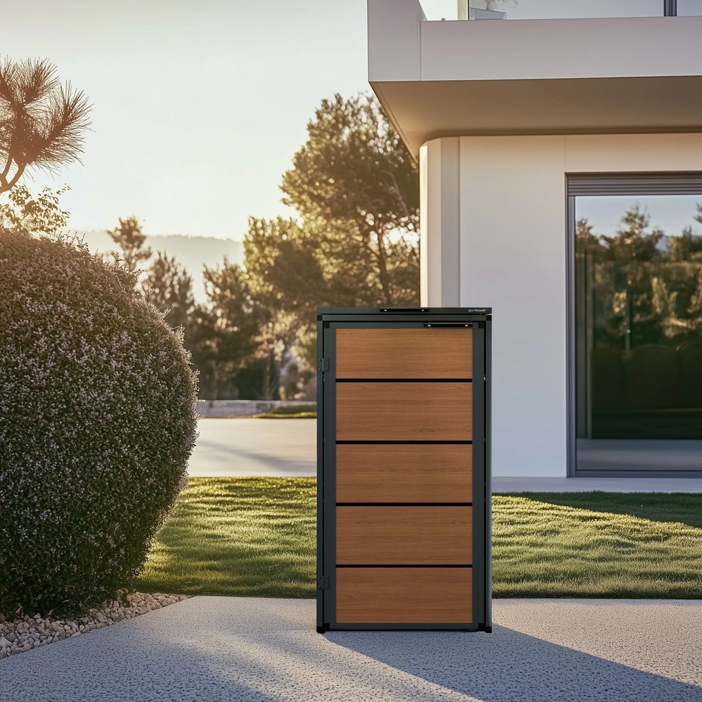 Zabudowa śmietnikowa 240L jednokomorowa, antracyt - orzech