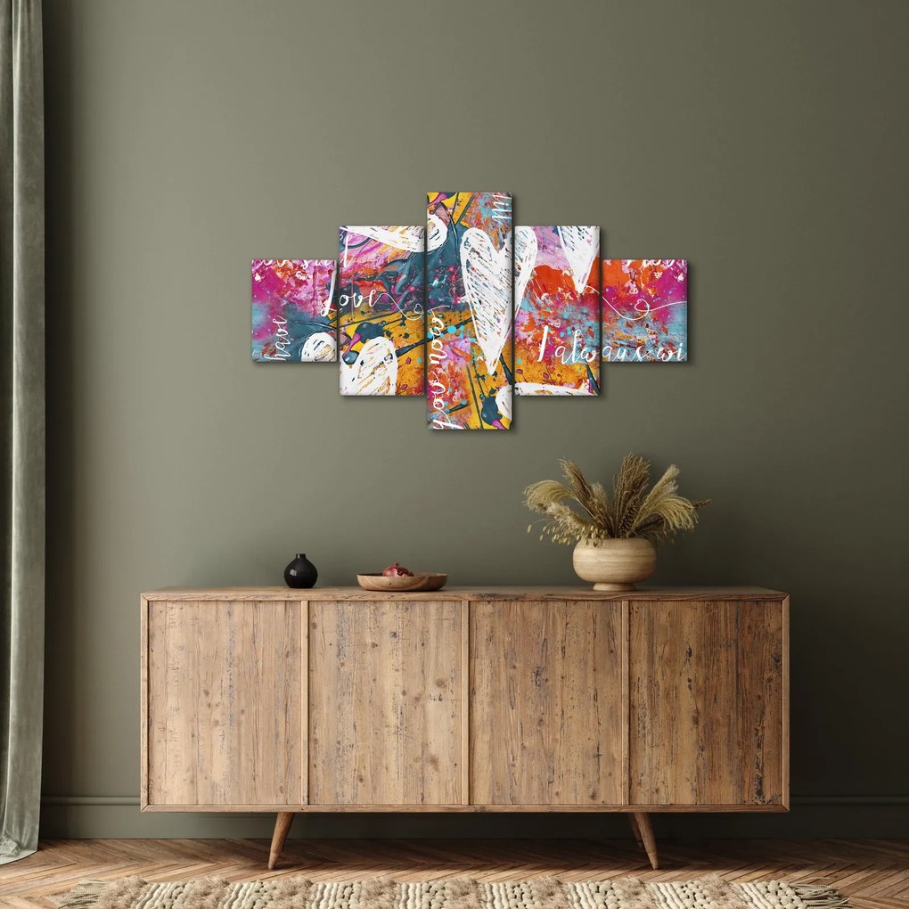 Obraz - Serce na abstrakcyjnym tle (125x70 cm)