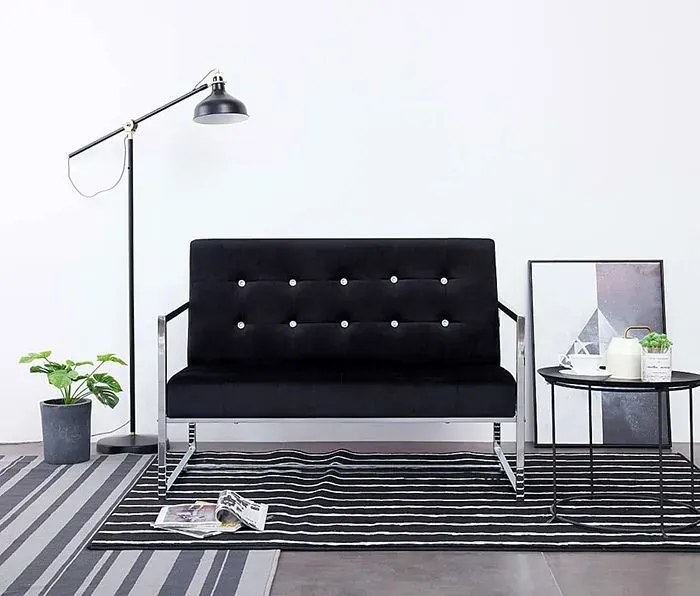 Zgrabna 2-osobowa sofa Aparro - aksamit, czarna