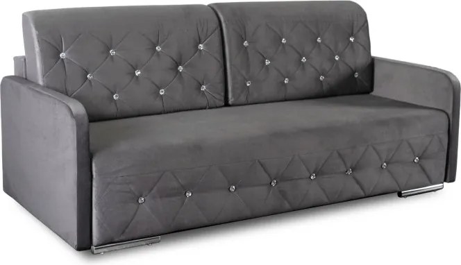 Sofa Rozkładana z Funkcją Spania VIVO Dwuosobowa Szara Glamour do Salonu