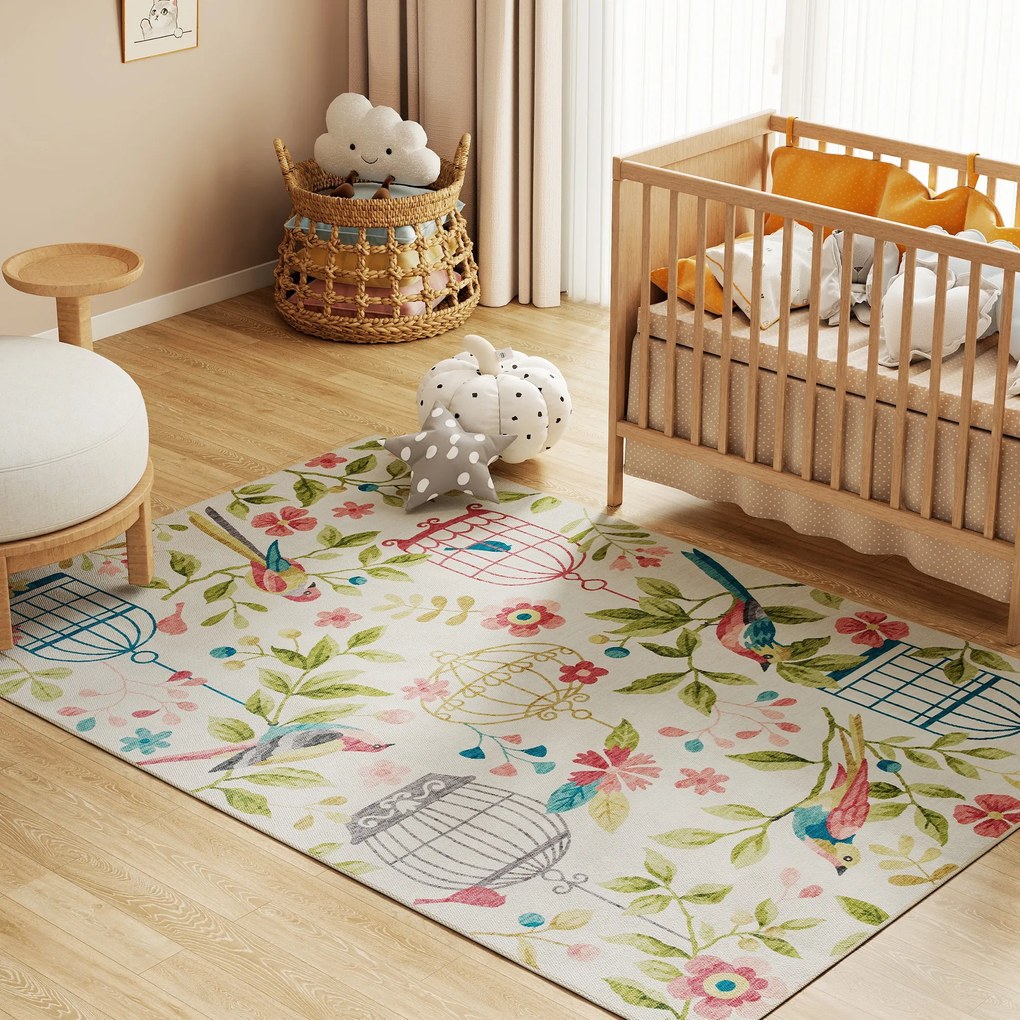 HOMCOM Dywan wiejski, wszechstronny, poliester, łatwa pielęgnacja, antypodłogowy, kolorowy