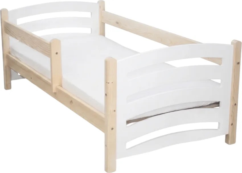 Łóżko dziecięce MELA 80 x 160 cm białe/sosna Stelaż: Ze stelażem listwowym rolowanym elastycznym, Materac: Materac EASYSOFT 10 cm