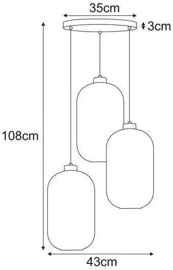 Lampa wisząca ze szklanymi kloszami beżowa D6-H60