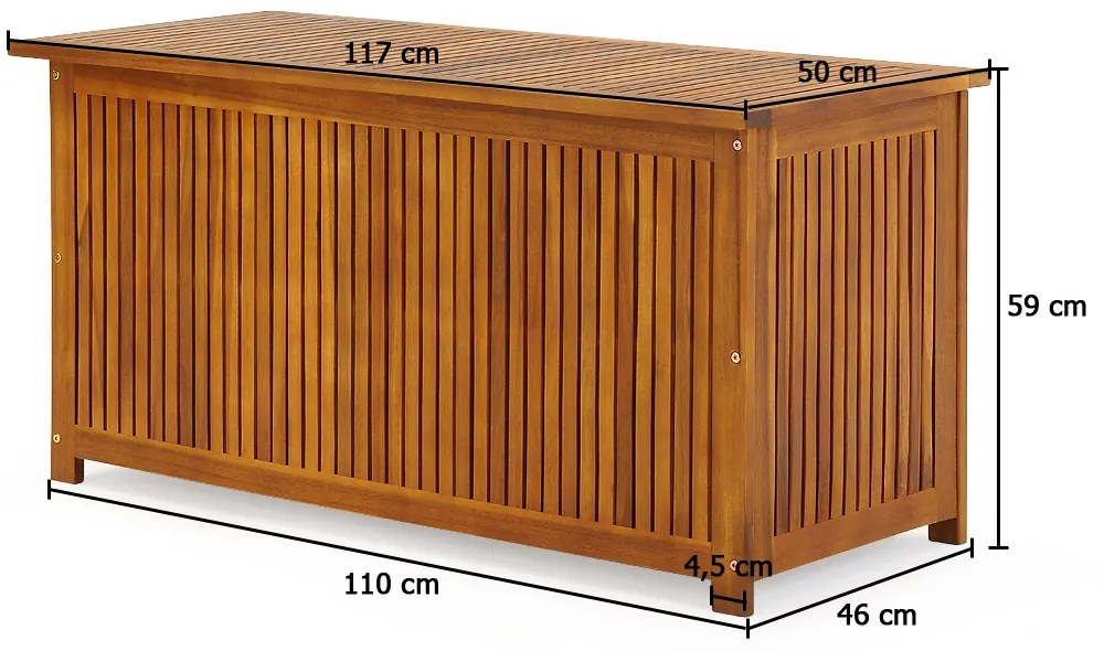 Casaria Drewniana skrzynia ACACIA, 117x50x59cm, naturalny brąz