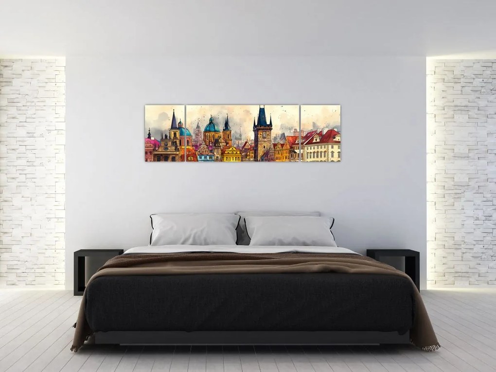 Obraz - Jesień w malowanym mieście (170x50 cm)