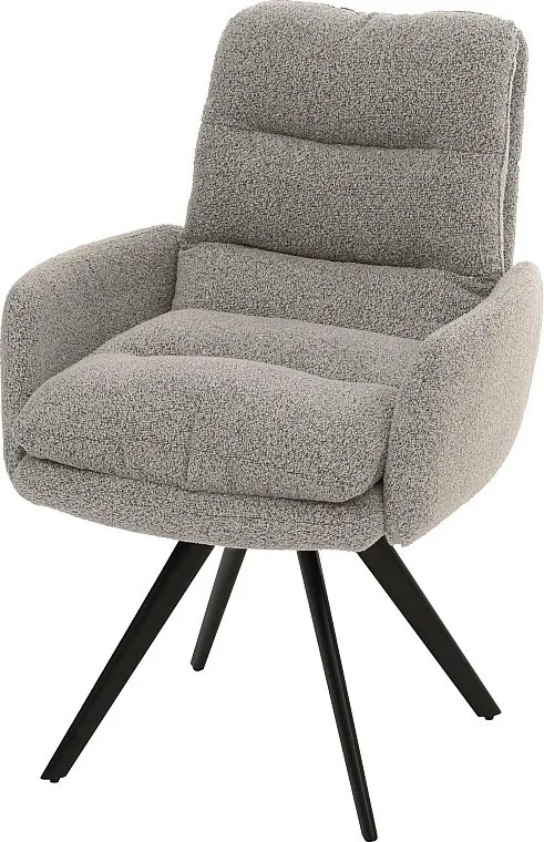 Krzesło do jadalni MCW-G66 Bouclé,  jasnoszary, z podłokietnikiem