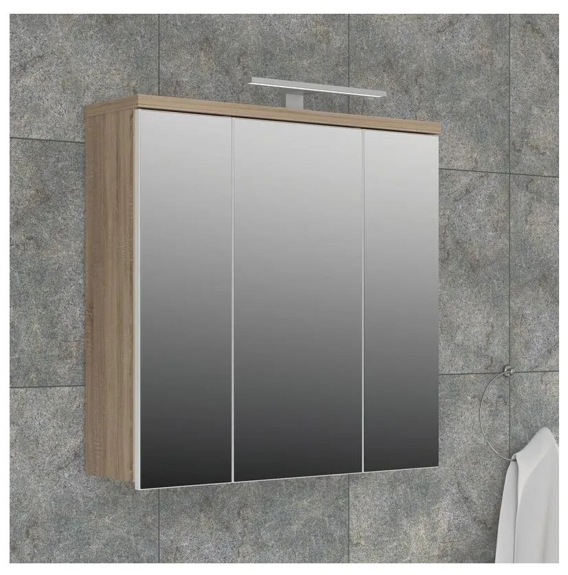 Wisząca szafka łazienkowa z lustrem VENOM biała/dąb sonoma