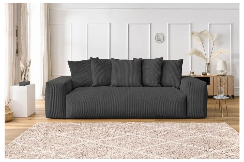 Szara sztruksowa sofa 280 cm Voltaire – Bobochic Paris