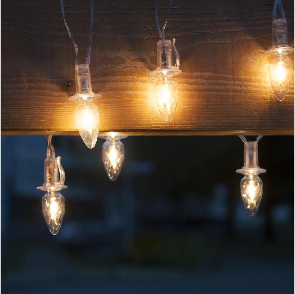 Zestaw rozszerzający — zewnętrzny łańcuch świetlny LED CONE FILAMENT, 20xE10, 14 m, przezroczysty / ciepła biała, IP44