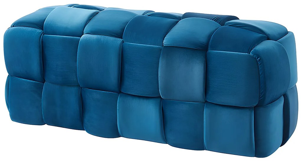 Ławka FABERO pleciona z weluru w kolorze morskim