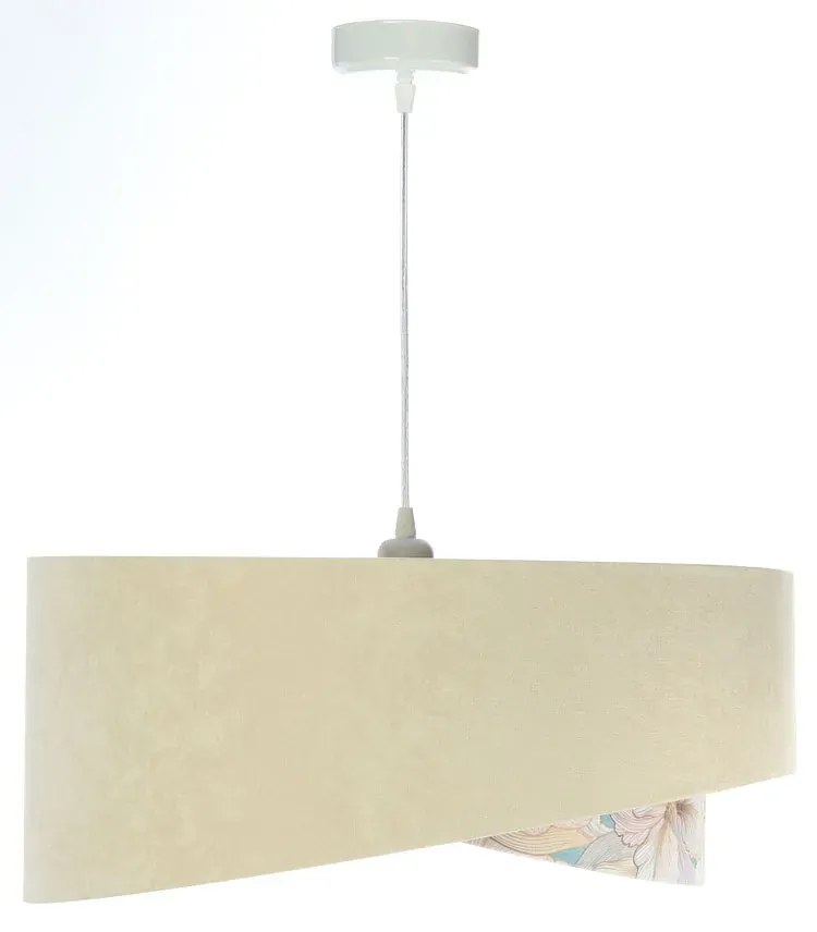 Jasnobeżowa lampa wisząca welurowa H5-F04