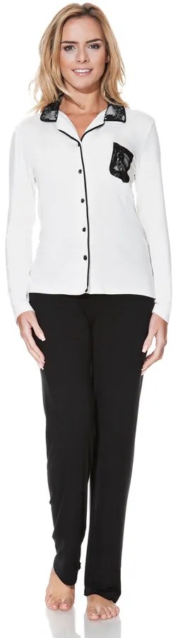 Damska bambusowa piżama CLAUDIA M Kremowy / Jagodowy