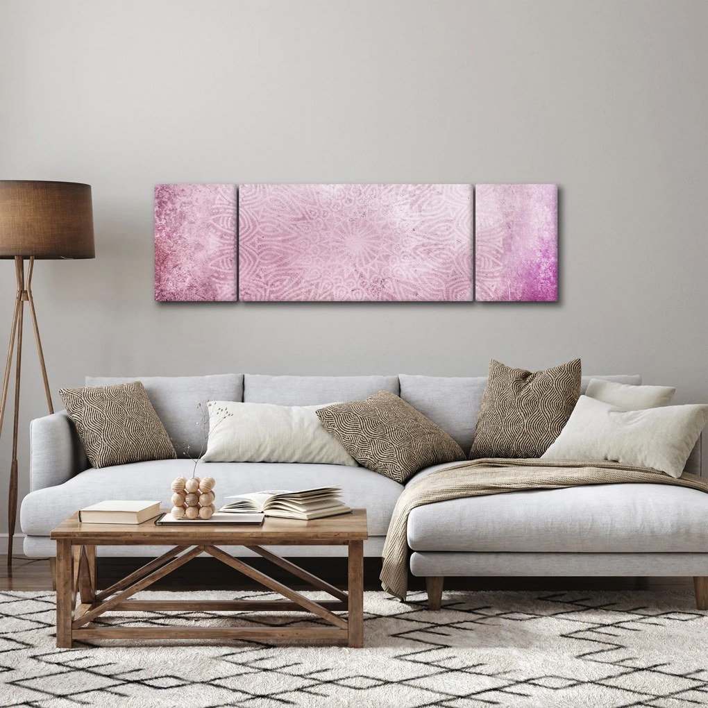 Obraz - Mandala na różowej ścianie (170x50 cm)