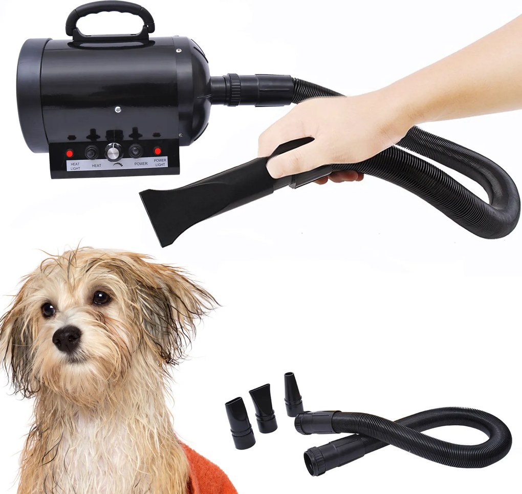 PawHut Profesjonalna Suszarka dla Psów Żółta Metalowa 2800W Ciężka Praca 40x16x20cm | Aosom PL