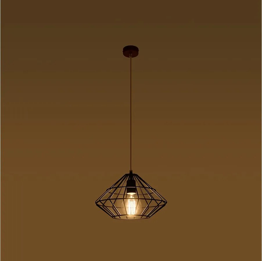 Lampy wiszące industrialny Neoteru, stal - 1 źródło światła 3000K - L.32 x H.120 cm - czarny