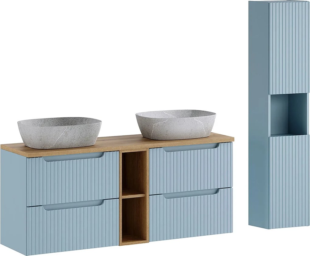 Zestaw mebli łazienkowych z dwiema umywalkami T4-S27