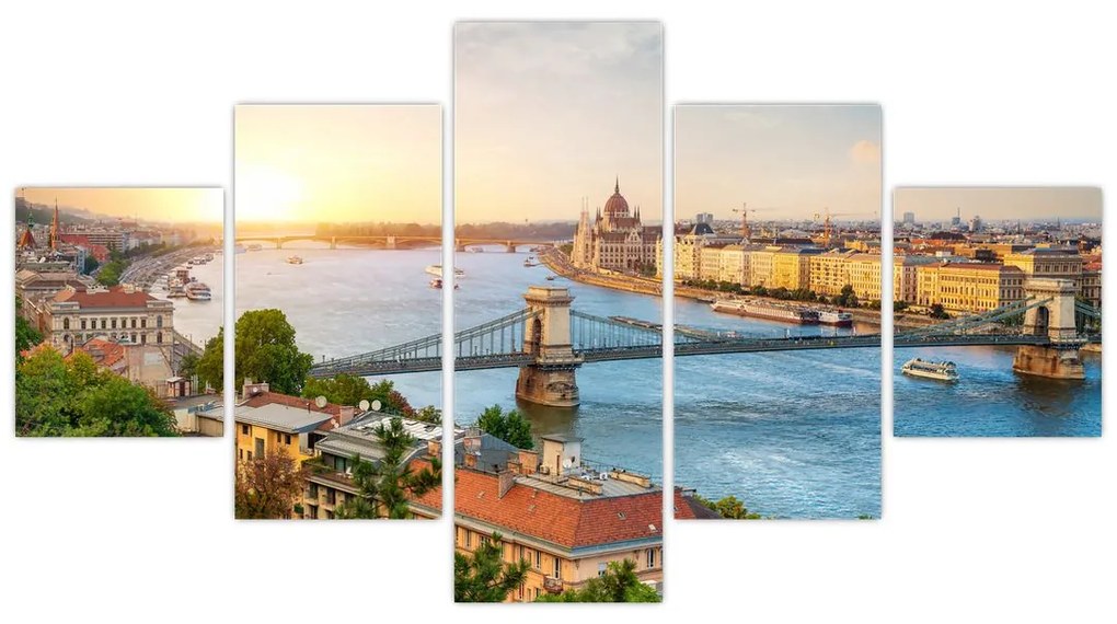 Obraz miasta Budapeszt z rzeką (125x70 cm)