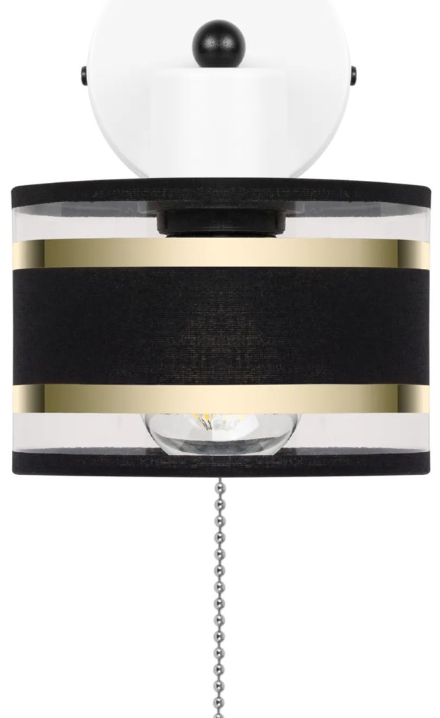 Biały kinkiet LED z włącznikiem z czarnym abażurem SHWD-TI-1010WE-SC j