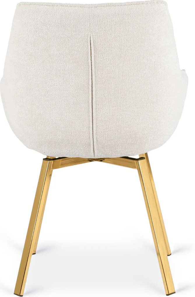 Krzesło Tapicerowane Obrotowe MIA Kremowe do Toaletki Boucle Nowoczesne