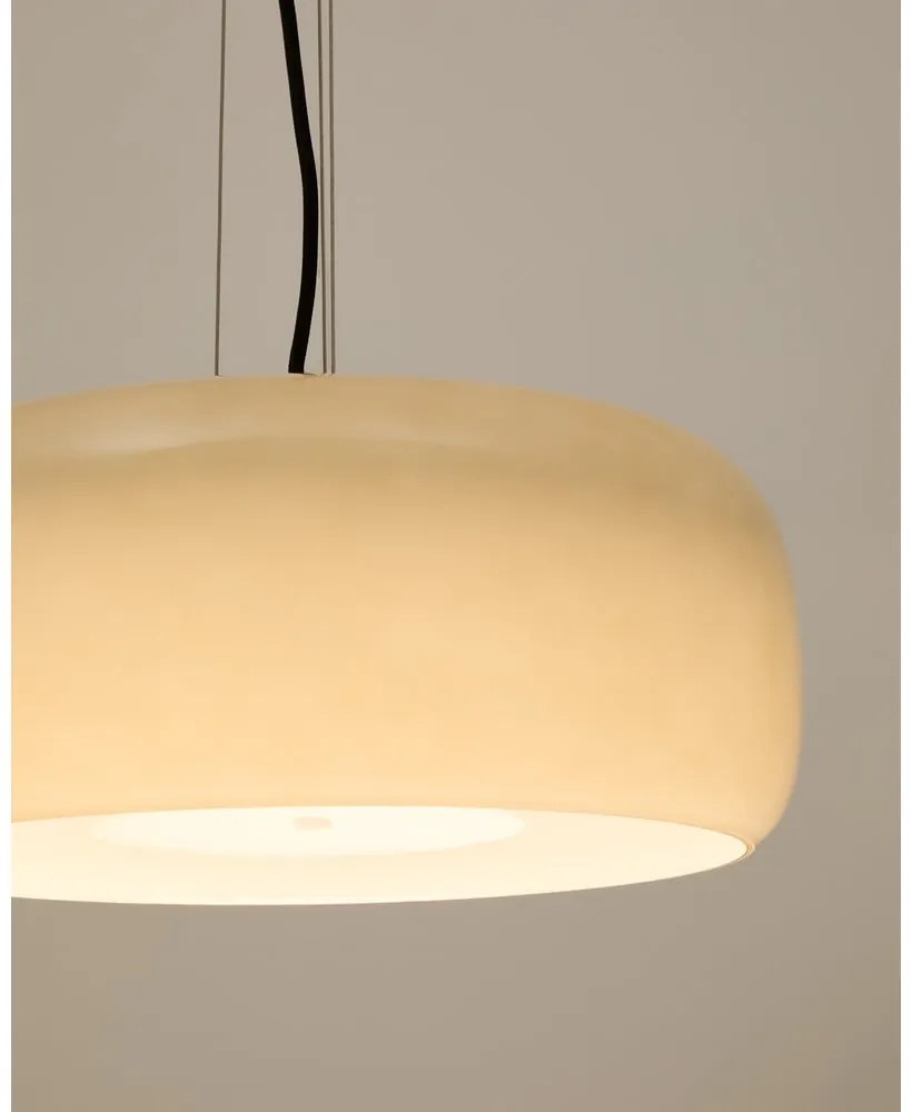 Szarobeżowa lampa wisząca LED ze szklanym kloszem ø 38 cm Reig – Kave Home
