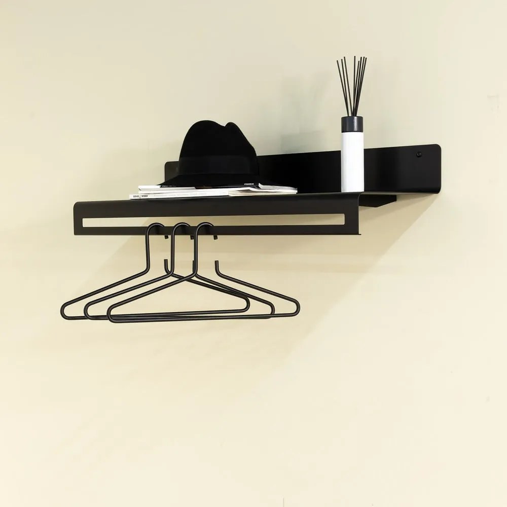Czarny metalowy wieszak ścienny z półką 78 cm Sway – Spinder Design