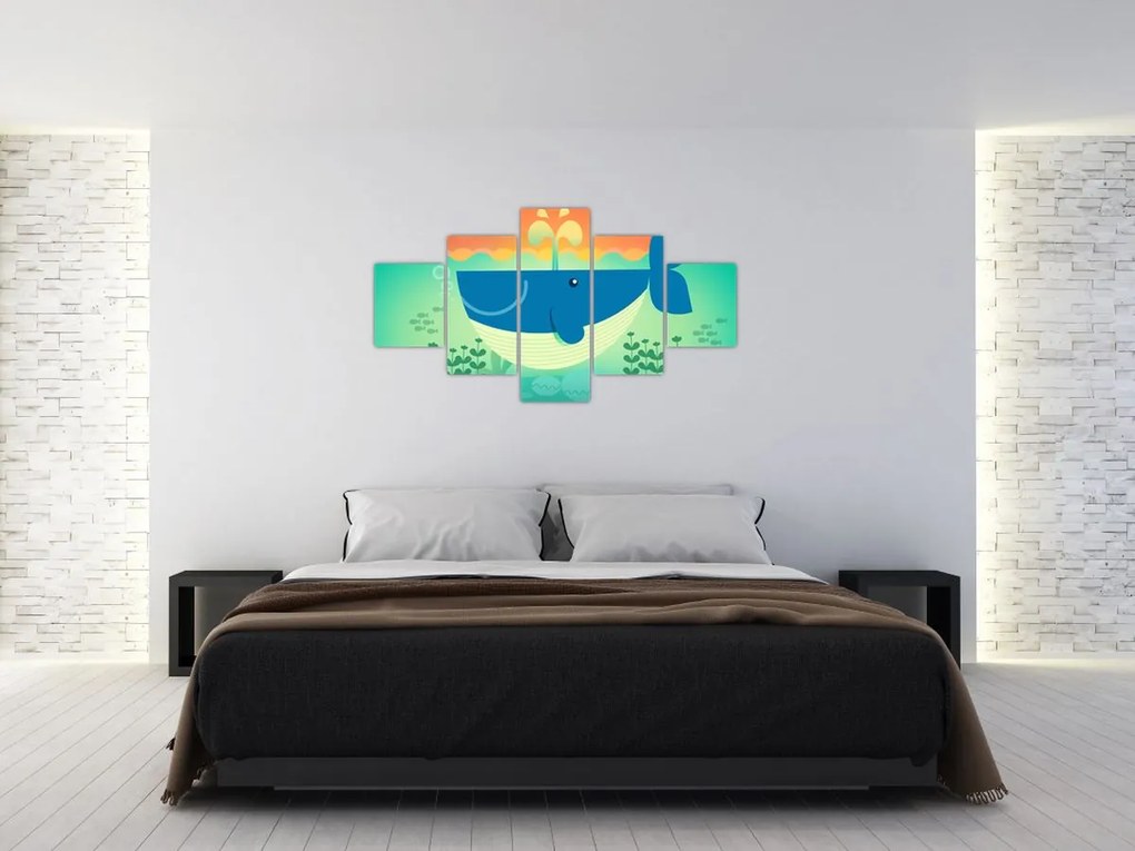 Obraz - Wesoły wieloryb w morzu (125x70 cm)