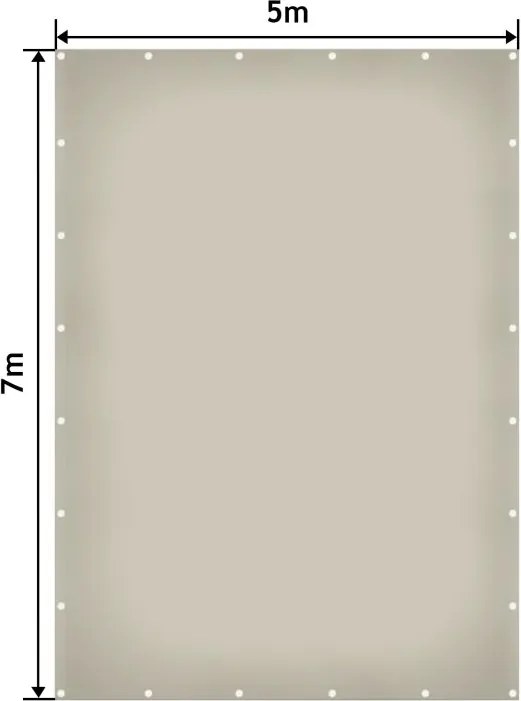 Plandeka JAGO 650 g/m², aluminiowe oczka, szara, 5x7 m