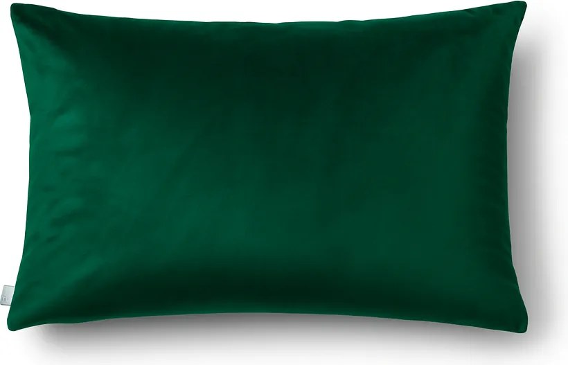 Podłużna, dekoracyjna poszewka z weluru Werona - zieleń butelkowa