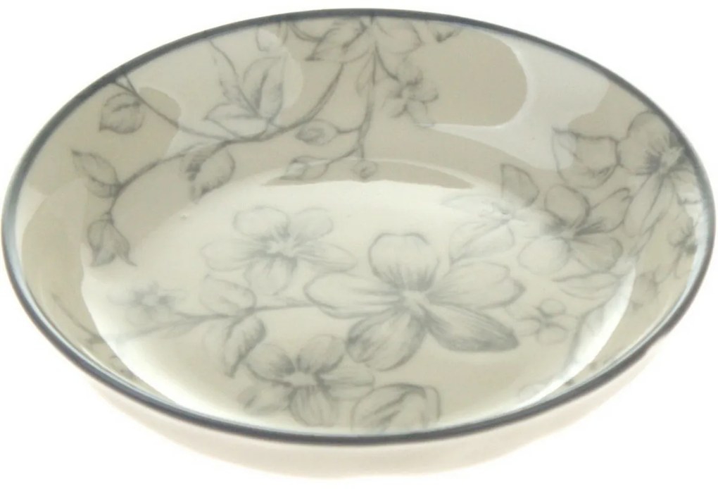 Zestaw 6 talerzyków deserowych Delikatne kwiaty 10 cm, szary