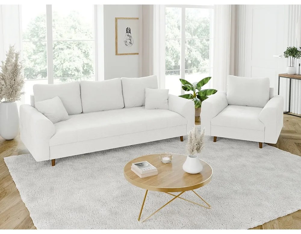 Biała sofa z materiału bouclé 210 cm Ariella – Ropez
