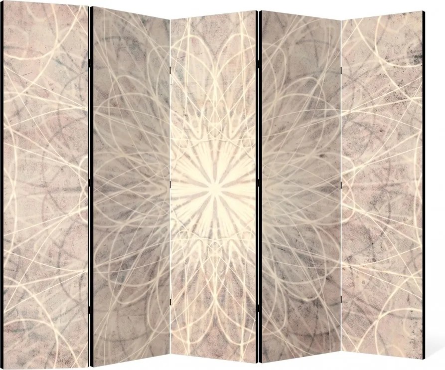 Parawan pokojowy 5-częściowy 225x172 Dwustronny dekoracyjny boho minimalistyczny Beżowy Betonowa Mandala