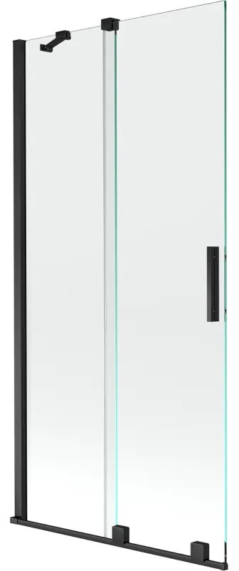 Mexen Velar parawan nawannowy 2-skrzydłowy rozsuwany 95 x 150 cm, transparent, czarny - 896-095-000-01-70