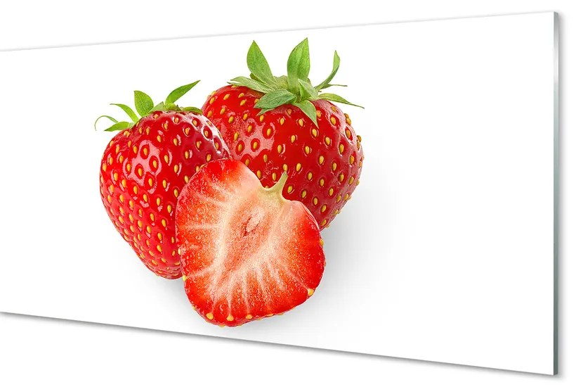 Panel szklany do Kuchni Truskawki na Białym Tle