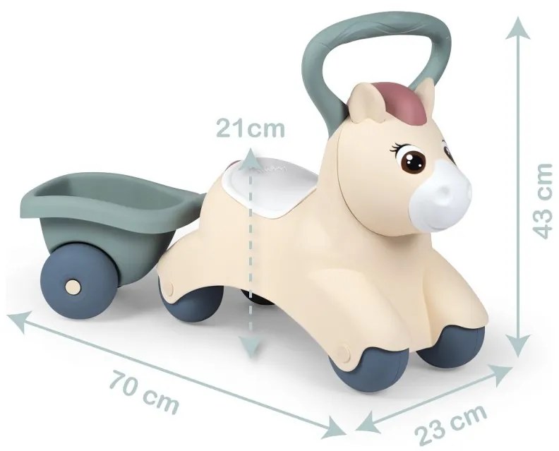 Smoby little pierwszy jeździk pony ride-on kucyk z przyczepką