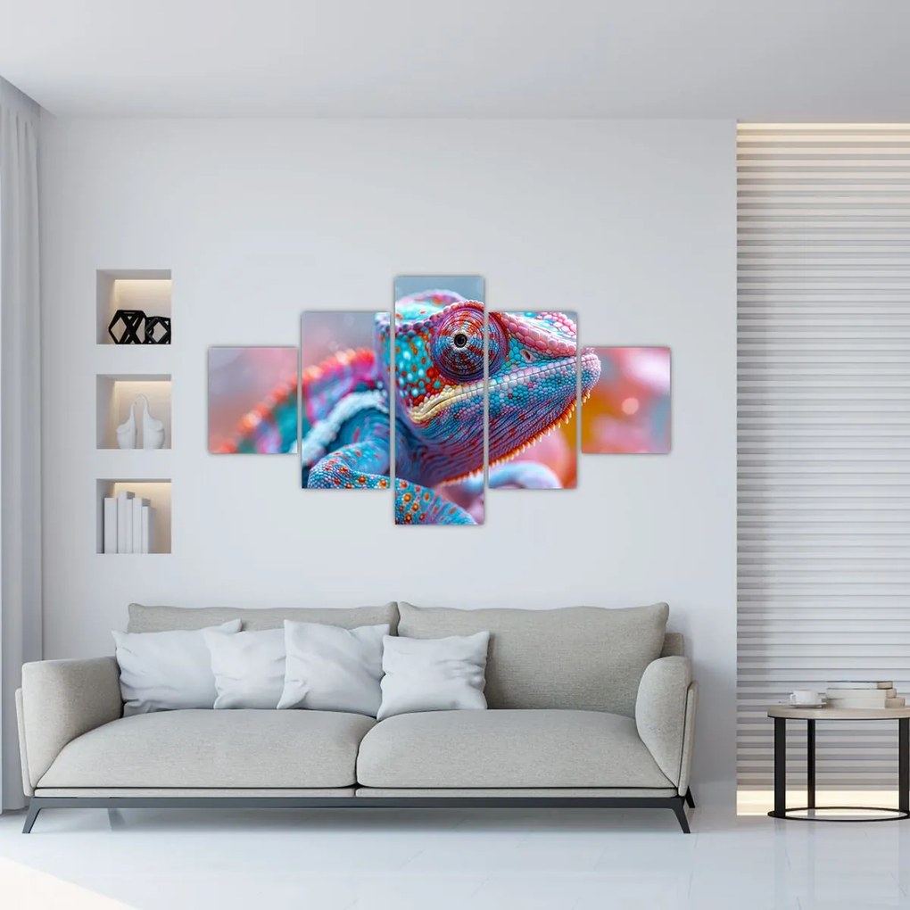 Obraz - Kolorowy kameleon (125x70 cm)