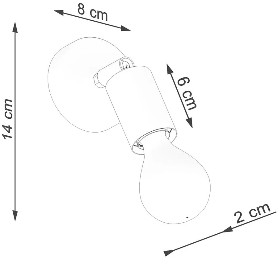 Czarny kinkiet ø 6 cm Brando – Sollux