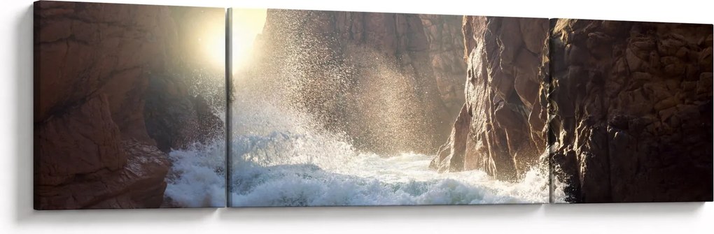 Obraz - Skały i fale oceanu (170x50 cm)