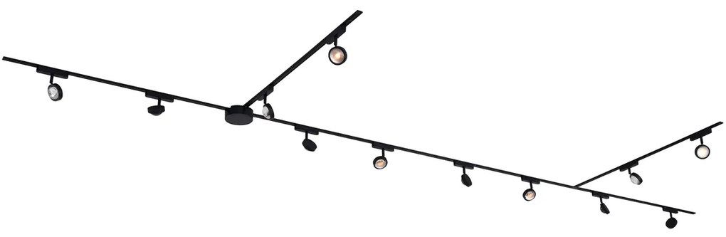 Nowoczesny system oświetlenia szynowego z 12 czarnymi reflektorami jednofazowymi - Magnetic Lance