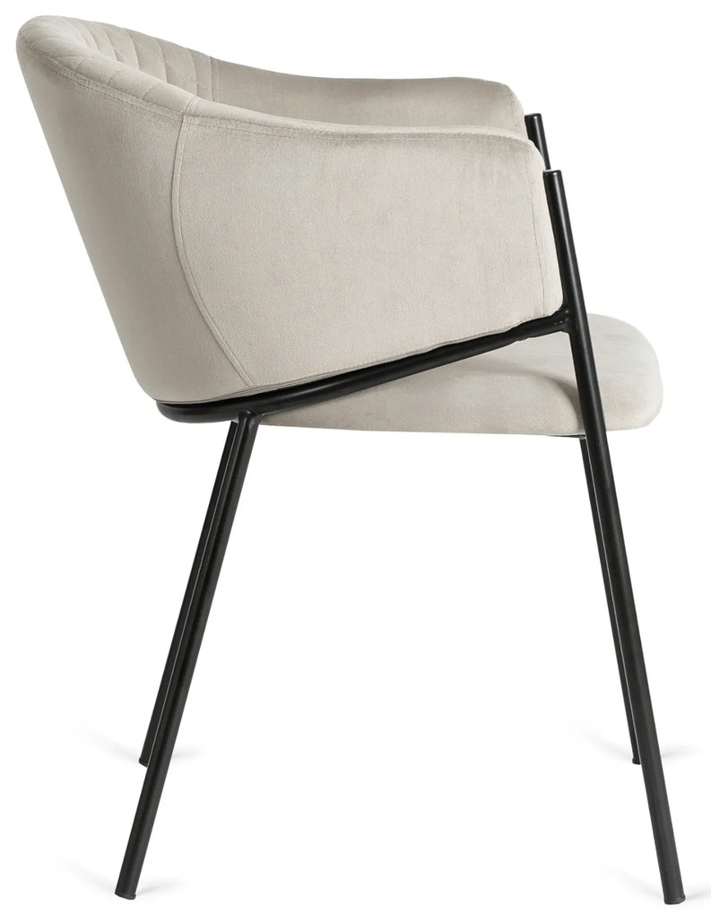 Krzesło Tapicerowane do Salonu INNES 2 Szare Welurowe Nowoczesne Loft