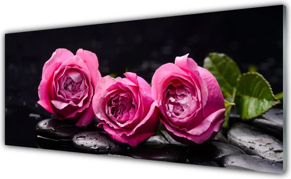 Panel Szklany Harmonia Zen: Róże i Skały