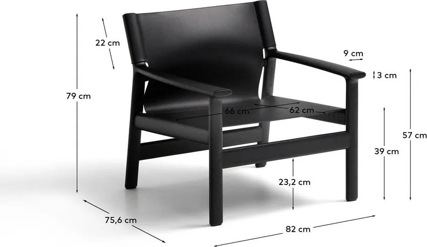 Czarny skórzany fotel Jan – Kave Home