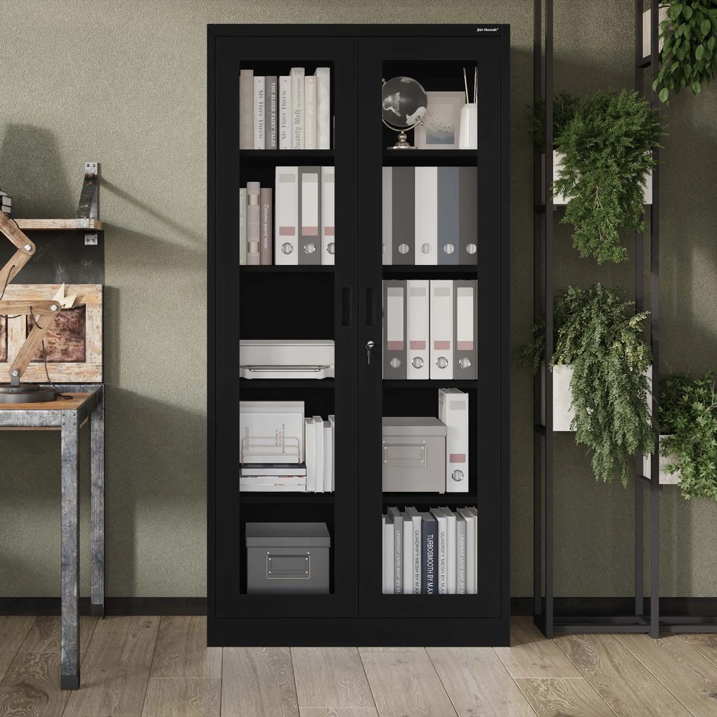 Szafa przeszkolona AMELIA 900 x 1850 x 400 mm, czarna