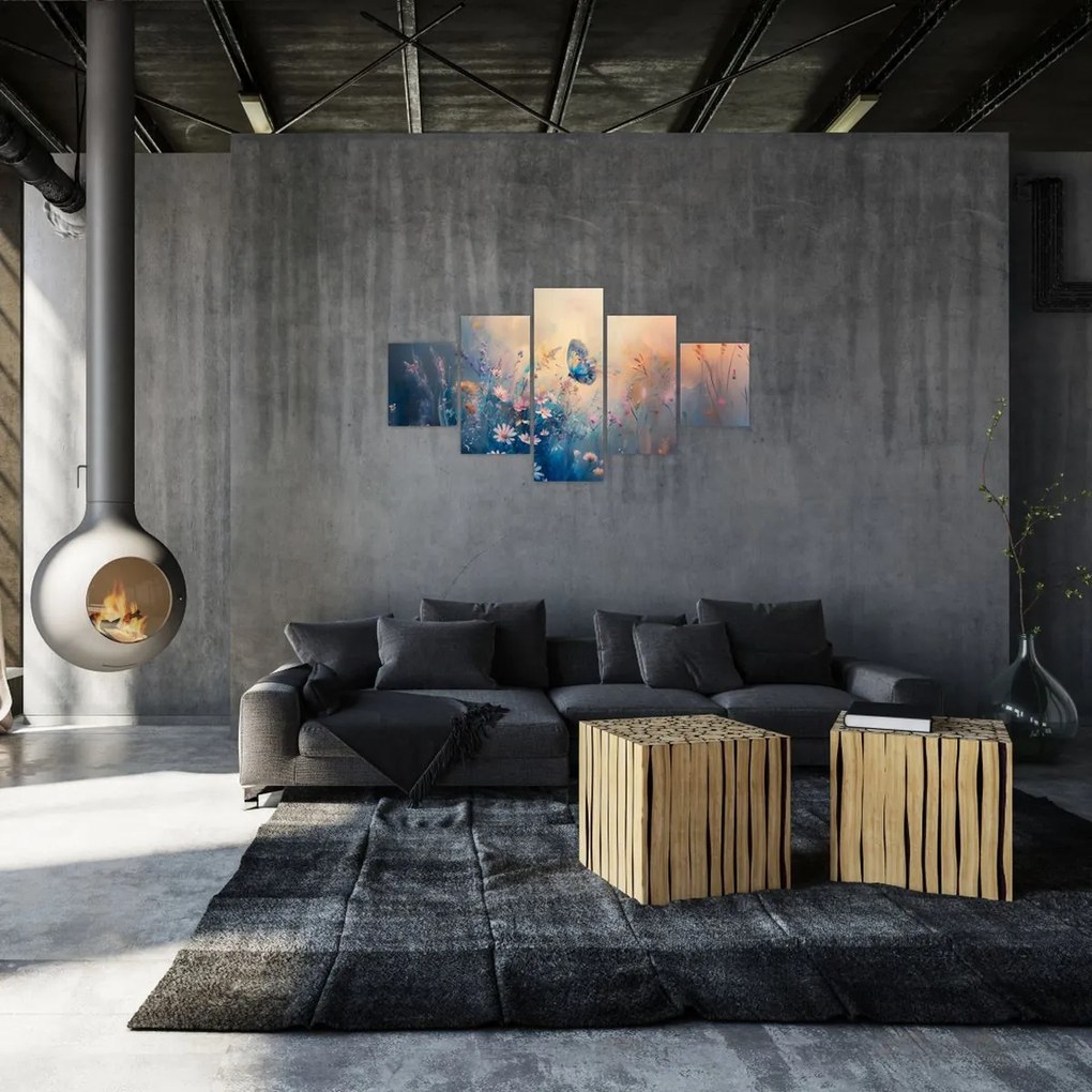 Obraz - Łąka z motylem (125x70 cm)