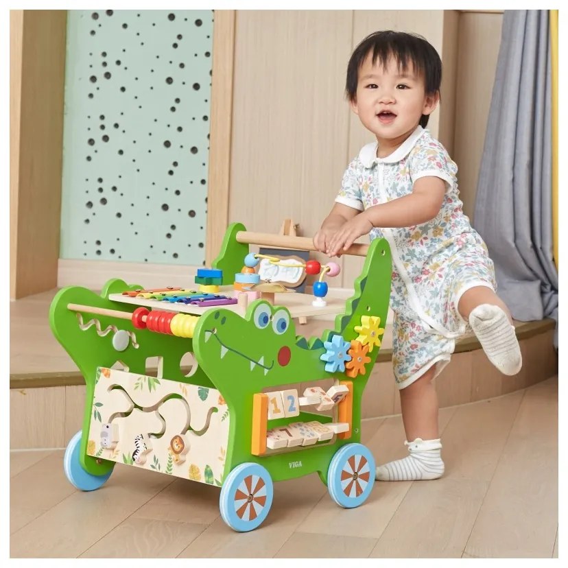 Viga drewniany pchacz edukacyjny krokodylek 12w1