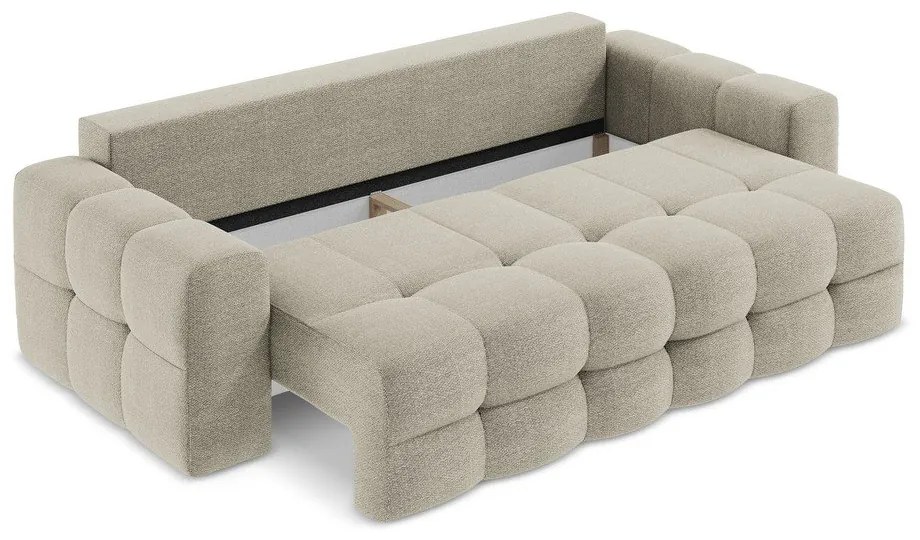 Szarobrązowa rozkładana sofa z materiału bouclé 255 cm Milu – Makamii