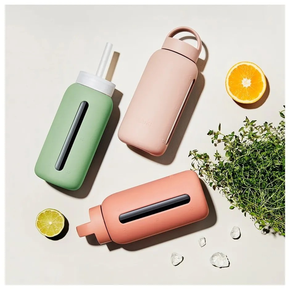 Silikonowa słomka z wieczkiem i szczoteczką w komplecie Sunny Lemonade – Muuki
