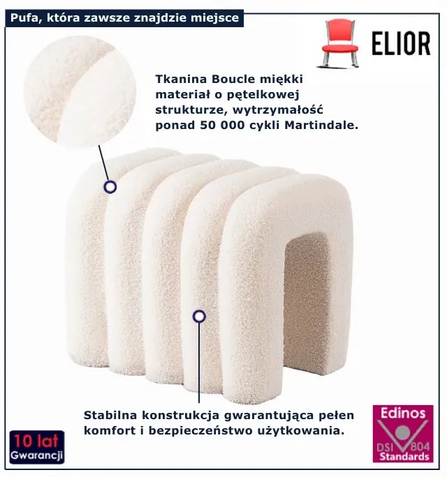 Stylowa kremowa pufa w stylu boho K4-B99