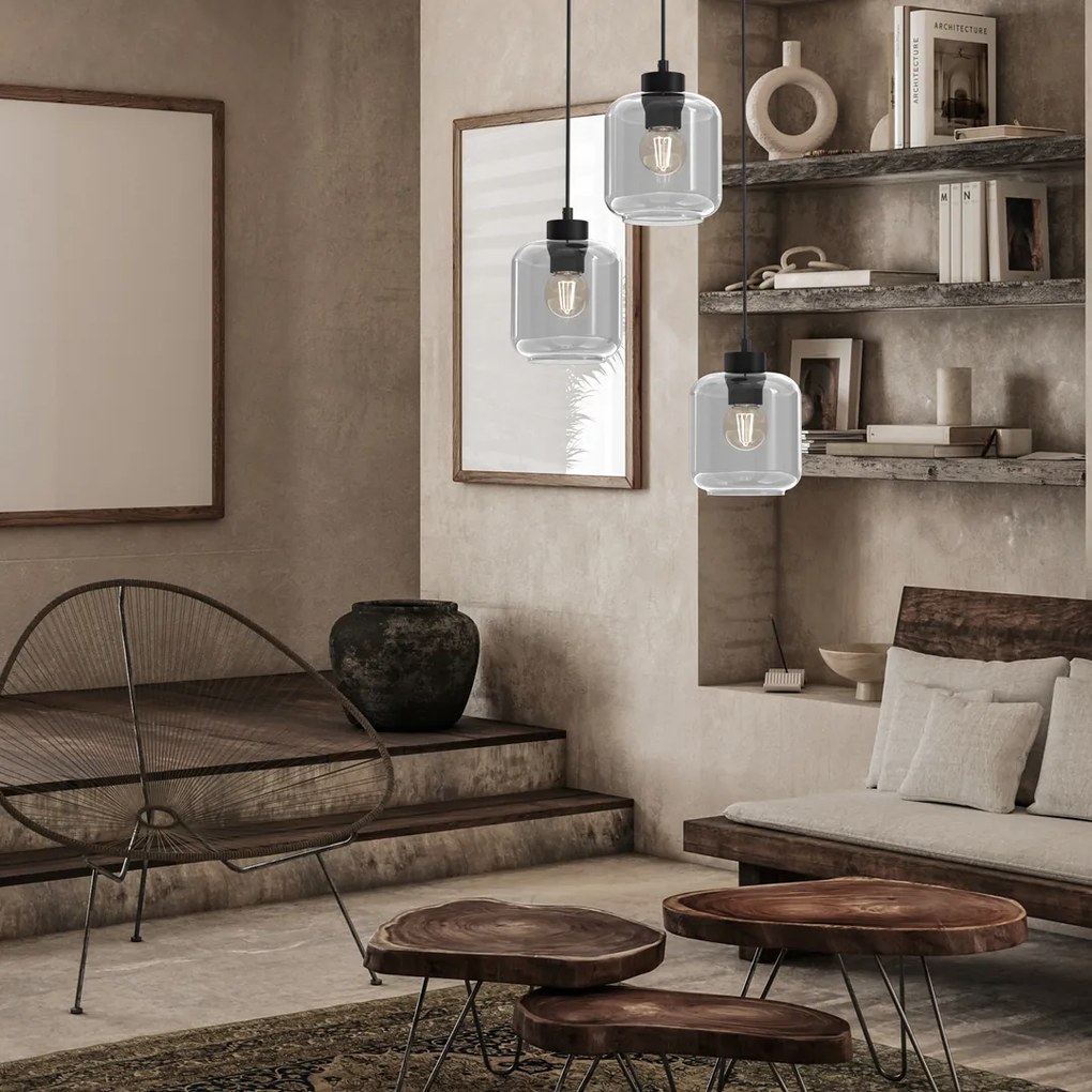 Lampa wisząca SOMBRA SMOKED 3xE27, potrójna, 3 klosze, na kole