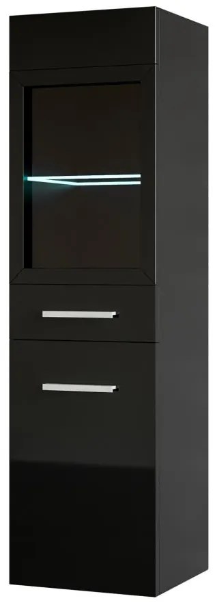 Słupek łazienkowy czarny z diodami LED - Dł.30 x Szer.30 x Wys.109 cm - LAURINE