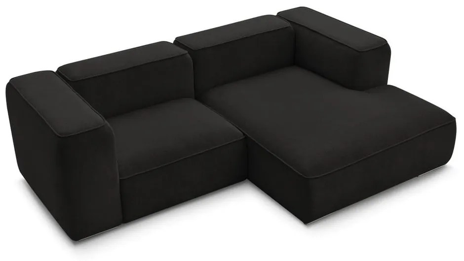 Czarny narożnik z materiału bouclé (prawostronny) Zephyr – Bobochic Paris